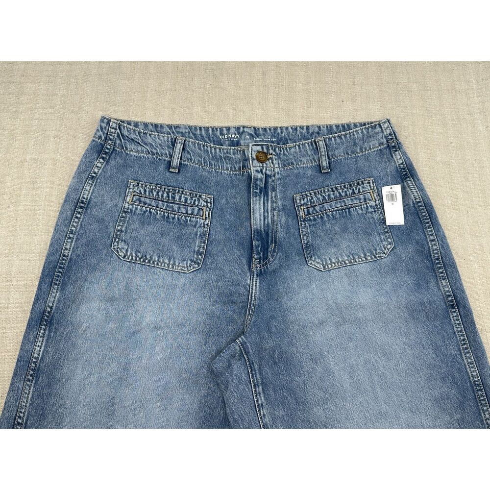 Old Navy High Rise Baggy Wide Leg Drapey Denim Jeans Womens Size 16  Medium Wash - Picture 2 of 12